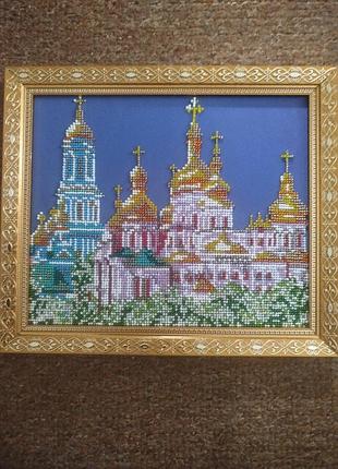 Картина бисером"храм"23.5 см на27.5 см