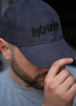 Бейсболка intruder унісекс з вишивкою з полегшеної бавовни (синя, one size)