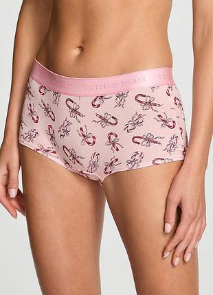 Жіночі трусики victoria's secret (43652955162811) logo cotton boyshort l рожеві