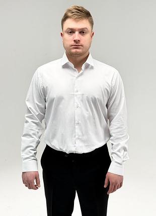 Белая мужская рубашка прямого кроя 3xl