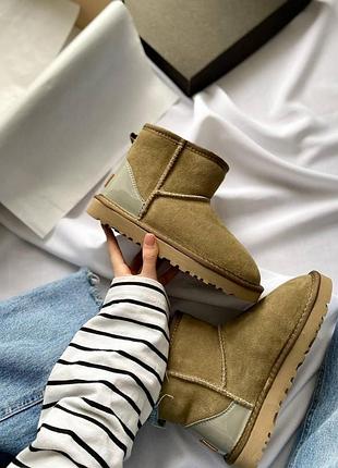 Жіночі зимові угги ugg classic mini mokko suede, замшеві жіночі черевики, високе взуття на хутрі овчина на зиму угги класік міні