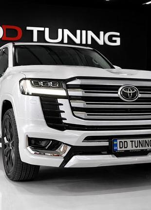 Передняя губа бампера vxr черный для toyota land cruiser 300 2021- гг