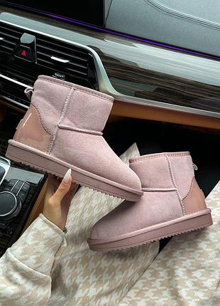 Женские зимние розовые угги ugg classic mini, теплые женские ботинки, качественная высокая обувь на зиму угги 40