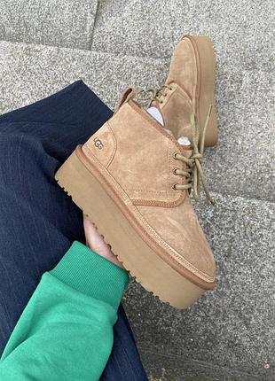 Жіночі зимові угги ugg neumel chestnut, теплі жіночі черевики, якісне високе взуття на зиму угги неумел