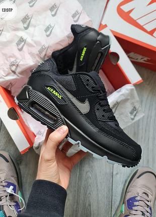 Мужские черные кроссовки nike air max 90 black grey green х эйр макс 41