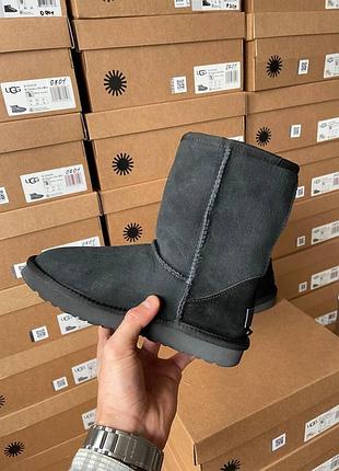 Унисекс зимние угги ugg classic short ii black, теплые прошитые ботинки, качественная высокая обувь на зиму уг 46, 38