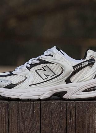 Белые кроссовки унисекс new balance 530 black white silver х нью беланс 39