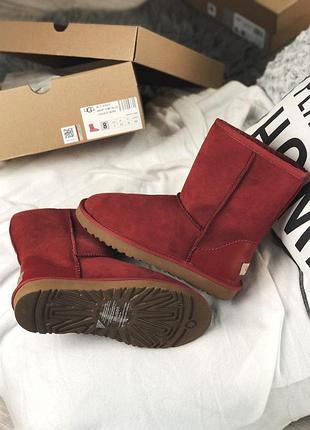 Жіночі зимові угги ugg short metallic wine, теплі черевики, зручне високе взуття на зиму угги шорт на хутрі