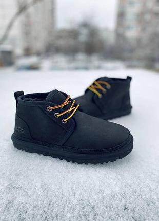 Жіночі зимові угги ugg neumel waterproof nubuck black, теплі жіночі черевики, якісне високе взуття на зиму угги неумел