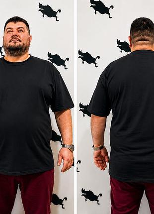 Батальная футболка однотонная прячет живот мужская женская синя черная 70 размер , хлопок100% плотность160 размер 7xl-9xl 70р