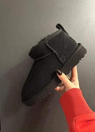 Жіночі зимові угги ugg ultra mini platform black, теплі жіночі черевики, якісне високе взуття на зиму угги класік міні