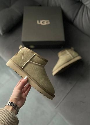 Женские зимние угги ugg ultra mini brown, прошитые замшевые женские ботинки, обувь на меху овчина на зиму угги 39