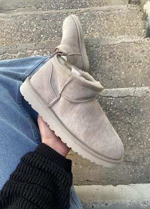 Женские зимние угги ugg classic ultra mini, теплые ботинки, качественная высокая обувь на зиму угги классик