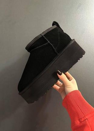 Жіночі зимові угги ugg ultra mini hight platform black, жіночі черевики, якісне високе взуття на зиму угги