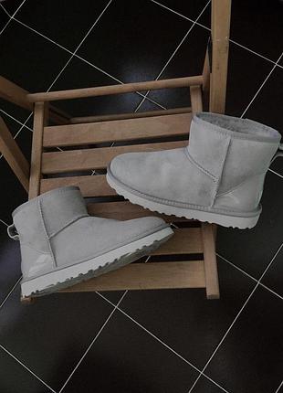 Жіночі зимові угги ugg classic mini mokko, прошиті жіночі черевики, світле взуття на хутрі овчина на зиму угги міні