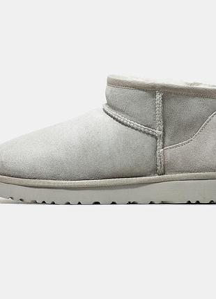 Жіночі замшеві угги ugg ultra mini milk, жіночі теплі черевики, взуття на хутрі овчина на зиму низькі угги ультра міні