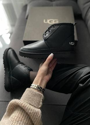 Унисекс зимние угги ugg neumel leather black, теплые женские ботинки, качественная высокая обувь на зиму угги 43, 38