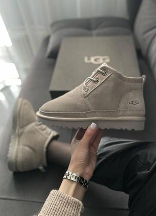 Жіночі зимові угги ugg neumel beige grey, теплі жіночі черевики, якісне високе взуття на зиму угги неумел