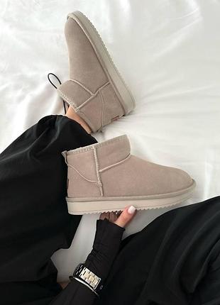 Женские зимние угги ugg ultra mini beige, замшевые женские ботинки, бежевая обувь на меху овчина на зиму угги 39