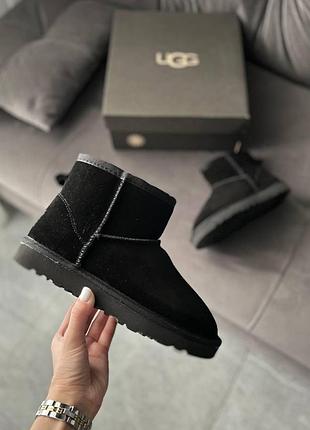 Унисекс зимние угги ugg mini black, теплые женские ботинки,замшевая мужская кожаная обувь на зиму угги 45, 38