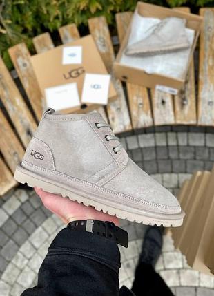 Унисекс зимние угги ugg neumel light grey suede, теплые женские ботинки, качественная высокая обувь на зиму уг