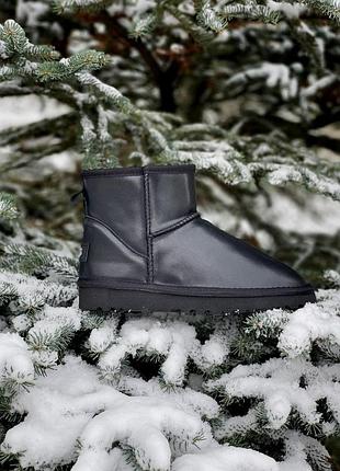Женские черные угги ugg classic mini, натуральные кожаные ботинки на зиму, теплые угги классик мини. 41
