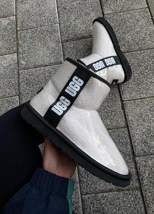 Женские зимние розовые угги ugg classic clear mini, стильные стильные ботинки на меху,обувь на овчине классик 40