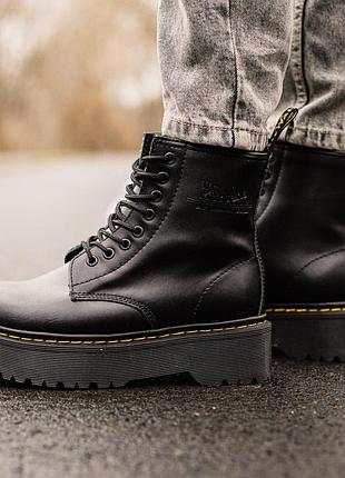 Унісес зимові високі черевики dr.martens jadon, шкіряне взуття із хутром на замку, черевики мартінси