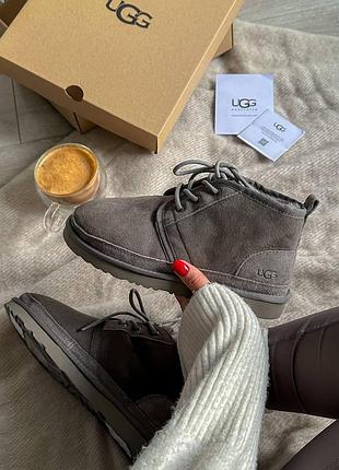 Женские зимние угги ugg neumel dark grey, теплые женские ботинки, качественная высокая обувь на зиму угги