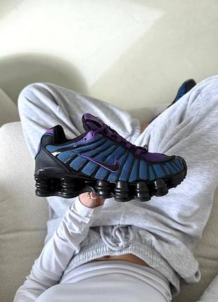 Синие женские кроссовки nike air max shox tl blue violet black х шокс 41