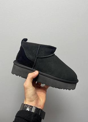 Женские зимние угги платформ ugg ultra mini platform black, ботинки на платформе, обувь на зиму на овчине мех 37