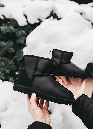 Мужские зимние угги ugg kids, теплые черные ботинки, качественная высокая прошитая обувь на зиму угги кидс