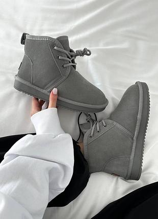 Женские зимние угги ugg neumel cool grey suede, теплые женские ботинки, качественная высокая обувь на зиму уги