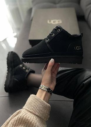 Унісекс зимові угги ugg neumel black, теплі жіночі черевики, якісне високе взуття на зиму угги неумел чорні