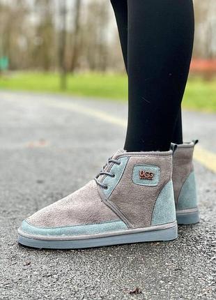 Женские зимние угги ugg neumel vegan grey, теплые женские ботинки, качественная высокая обувь на зиму угги