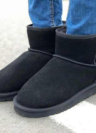 Унисекс замшевые угги ugg classic mini, черные женские ботинки на овчине, мужская обувь замша классик мини 43, 37