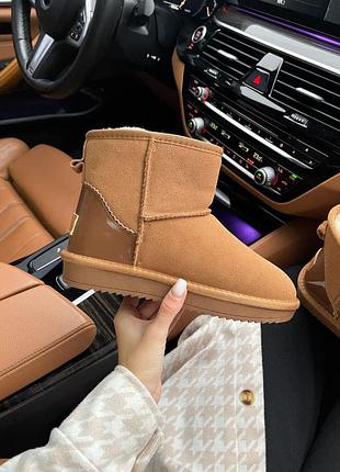 Женские зимние угги ugg mini, теплые рыжие женские ботинки, качественная высокая обувь на зиму угги мини