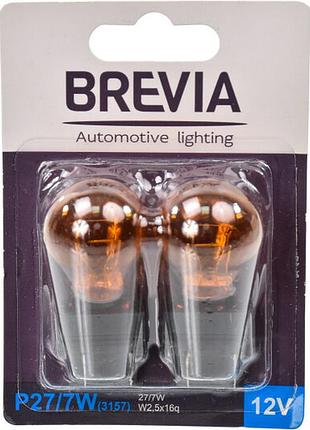 Лампа 12v (бесцок.2-контак.бурштин) p27/7w "brevia" (12340b2) w2.5 x16g блістер (2шт/уп.)
