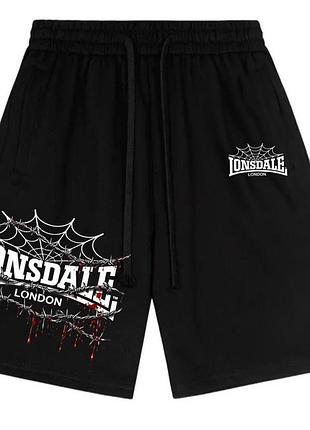 Спортивні шорти lonsdale london casual logo чорні унісекс лонсдейл кежуал на літо