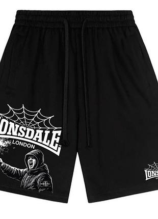 Спортивні шорти lonsdale london casual logo чорні унісекс лонсдейл кежуал на літо