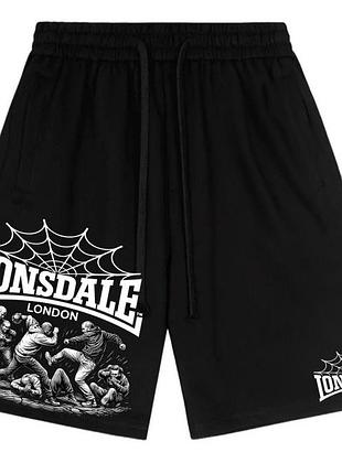 Спортивні шорти lonsdale london casual logo чорні унісекс лонсдейл кежуал на літо