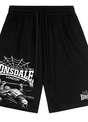 Спортивні шорти lonsdale london casual logo чорні унісекс лонсдейл кежуал на літо