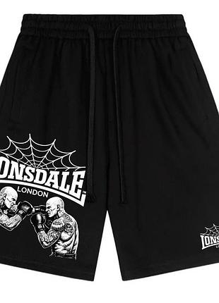 Спортивні шорти lonsdale london casual logo чорні унісекс лонсдейл кежуал на літо