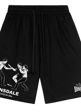Спортивні шорти lonsdale london casual logo чорні унісекс лонсдейл кежуал на літо