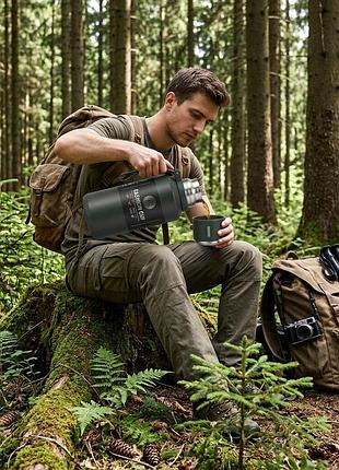 Термос 1.2 л з нержавіючою колбою — для гарячих і холодних напоїв green