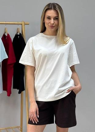 Женская базовая футболка из натуральной ткани (крем, 3xl) крем, l