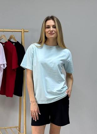 Женская базовая футболка из натуральной ткани (крем, 3xl) небесний, xxl