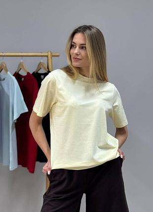Женская базовая футболка из натуральной ткани (світлий лимон, xl)