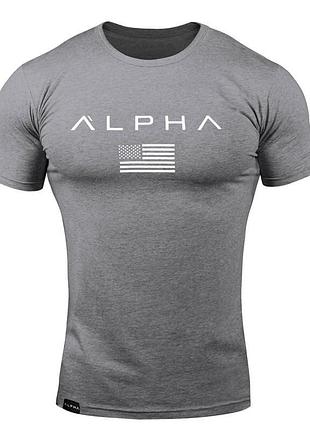 Спортивная мужская футболка alpha серого цвета