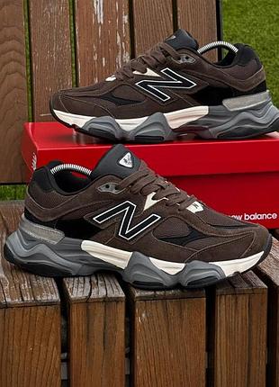 Кроссовки мужские женские подростковые new balance 9060, темно коричневые летние демисезонные весна-лето-осень замша текстиль размер 40-45 новые 9060-48